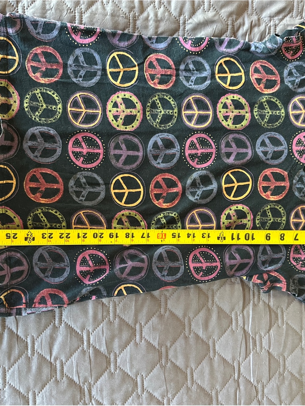 Lucky Brand Black Short Sleeve Tee with Multicolor Peace Signs - Picture 4 of 6